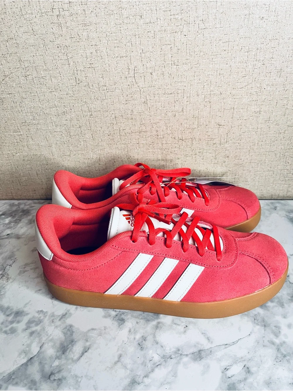 Adidas VL Court 3.0 Womens/Kids Preloved Scarlet White Bright Red Brown JR2214